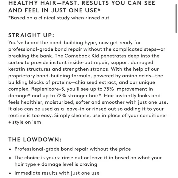 Fenty Hair THE COMEBACK KID INSTANT DAMAGE REPAIR TREATMENT BOND BUILDER - Picture 3 of 4